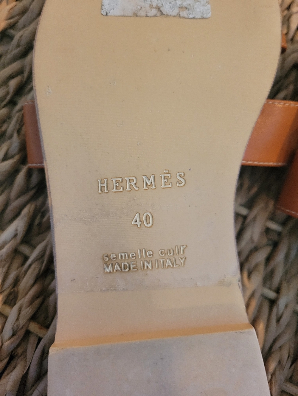 Hermes oran Leather  sandals Size EU 40 US 9-like New - Picture 5 of 12